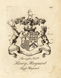 Brasão do honorável honorável Henry Maynard, Lord Maynard, 4º Barão Maynard, falecido em 1742