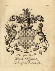 Brasão do Honorável Hugh Clifford, Lord Clifford de Chudleigh, 2º Barão Clifford de Chudleigh (1663-1730)