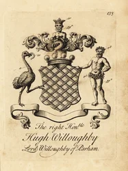 Brasão de armas do honorável Hugh Willoughby, Lorde Willoughby de Parham