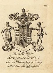 Brasão do Honorável Peregrino Bertie, Barão Willoughby de Eresby, Marquês de Lindsay, 2º Duque de Ancaster e Kesteven