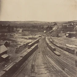 Pátio ferroviário de Alexandria, vista para oeste e sudoeste, Virgínia