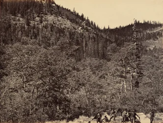 Placa 19. Entre a madeira na cabeceira do rio Little Laramie, 1869 (foto)