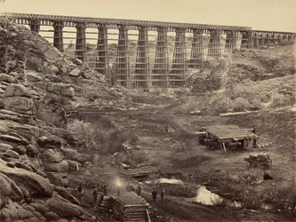 Placa 8. Ponte de Dale Creek, vista de cima, 1869 (foto)
