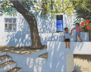 Porta azul, Mykonos, Grécia, 2024 (óleo sobre tela)