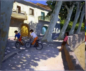 Rapazes e motos, França,(óleo sobre tela)