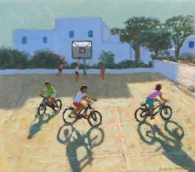 Rapazes em bicicleta, Grécia (óleo sobre tela)