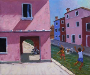 Saltar para o canal, Murano, Veneza, 2021 (óleo sobre tela)