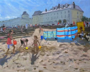 Brincando na areia, Llandudno. 2010