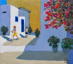 Crianças Scooter, Symi, Ilhas Gregas, 2018,