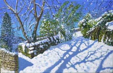 Neve da primavera, Wirksworth, Derbyshire, 2023 (óleo sobre tela)