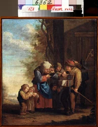 "Le vendeur de lunettes, ou alegorie de la Vue" (O Vendedor de Espectáculos. Eyesight (Da série The Five Senses) Peinture d