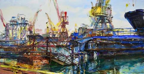 Porto industrial movimentado