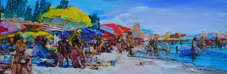 Praia animada de verão