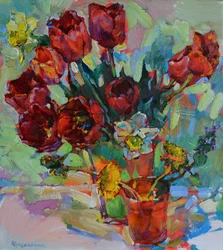 Tulipas vermelhas vibrantes