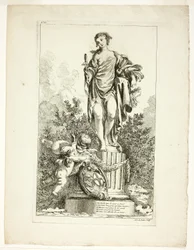 Dois amantes dando graças à estátua da saúde