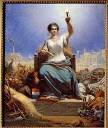 França a iluminar o mundo. A alegoria. Pintura de Janet Lange (1815 - 1872)