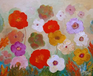 Flores pintadas com cores vivas