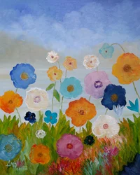 Flores pintadas com cores vivas