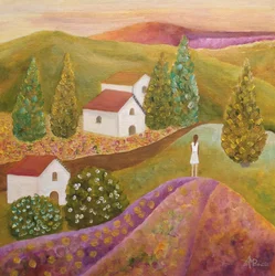 Mulher nos campos de lavanda