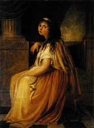 Lady Hamilton (c.1765-1815) em traje para suas "Atitudes Gregas" (óleo sobre tela)