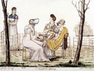 Les ennuyés de Lonchamp, Março de 1806. Desenho de Garbizza.