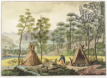 Costumes da sepultura, New Holland, placa 63 de &39;Le Costume Ancien et Moderne&39;, por Jules Ferrario, publicado c.1820s-30s