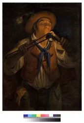 Camponês acender uma vela com uma brasa, 1850