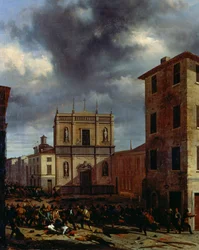 Os dez dias de Brescia, de Angelo Inganni (1807-1880), óleo sobre tela, 38x45 cm