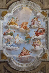 Teto da sala com os quartos de Bolonha, Sala dos Guardas, Palácio Ducal de Este, Sassuolo, Itália