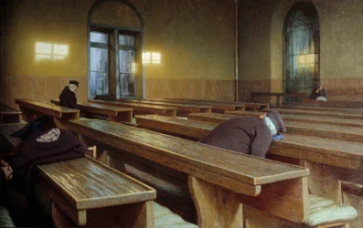 Dia de festa no hospital Trivulzio em Milão. Pintura de Angelo Morbelli (1853-1919)