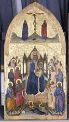 Madonna entronada e criança com anjos e santos, c.1360-70 (tempera em madeira de choupo)