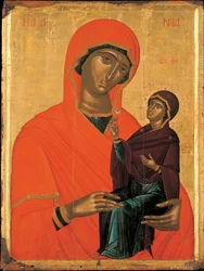 Akotandos, Angelos (ativo ca. 1425-1460) Santa Ana com a Virgem Tempera no painel ca. 1440-1460 Museu Benaki, Atenas 106x76