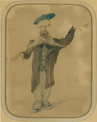 Caricatura de Telemaco Signorini de regresso de Paris, c.1884 (têmpera sobre cartão)