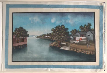 Álbum com doze pinturas de cenas ao longo de um rio