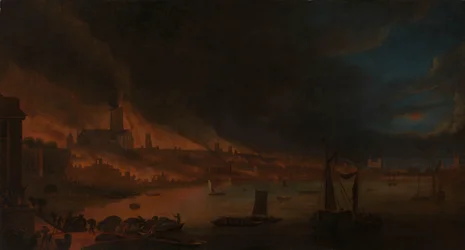 O Grande Incêndio de Londres, c.1666-1700 (óleo sobre tela)