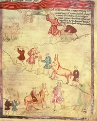 Cott Claud B IV f.38 Abraão e o sacrifício de Isaac, do Pentateuco Aelfric, de Santo Agostinho, Canterbury