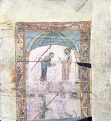 Cristo instruindo Pedro em Cafarnaum sobre o dinheiro do tributo, c.1000 dC