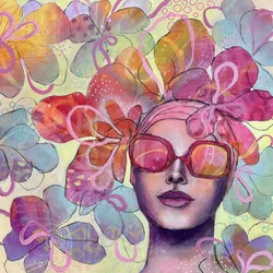 Retrato floral vibrante