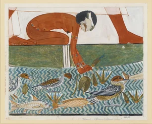 Cópia da pintura mural do túmulo privado 69 de Menna, Tebas I,1, 134-139, século XX