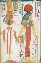 Cópia da pintura da parede do túmulo da rainha 66 de Nefertari, Tebas, século XX