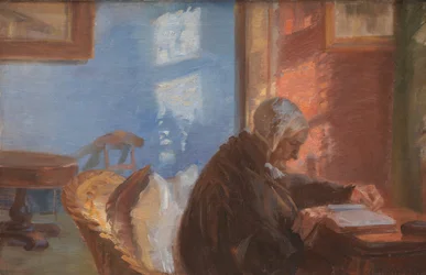 A mãe do artista e Hedvig Brøndum na Sala Vermelha