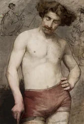 Polaco: Semi-nudez masculina - Estudo de uma semi-nudez masculina