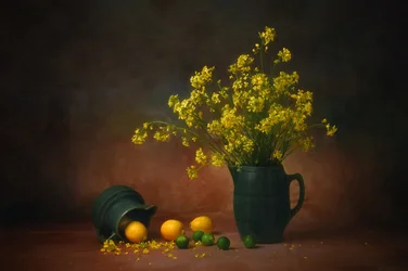 Flores amarelas e limões