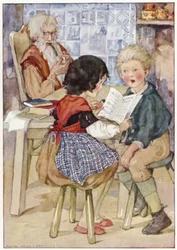 Peter sentou-se a olhar para Heidi com um medo abjecto (cor litho)