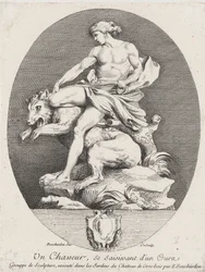 Um caçador agarrando um urso, 1737