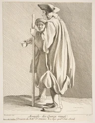 Um homem cego do Hospital Quinze-Vingts, 1738.