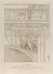 Grotescos: detalhe dos relevos em estuque que decoram o Coliseu de Roma, com uma asa..., ca. 1729.