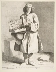 Vendedor ambulante de facas, tesouras e pentes, 1742.