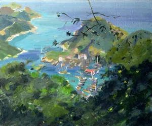 Vista, de, aberdeen, de, a, pico, hong kong