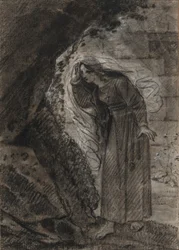 Agnès entrando numa gruta, c.1790-1800 (giz preto)
